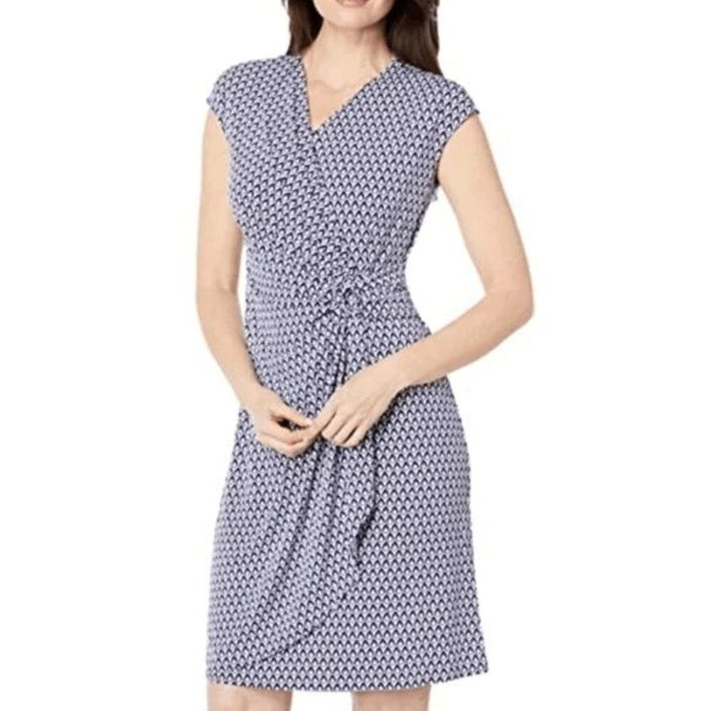 Tommy Bahama Clara Island Key faux wrap dress blue/white Sz L